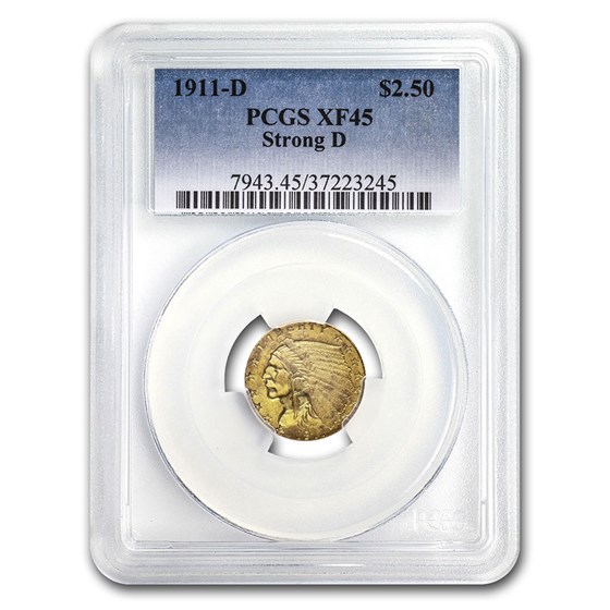 1911-D $2.50 Indian Gold Quarter Eagle XF-45 PCGS (Strong D) 1911-D $2.50 Indian Gold Quarter Eagle XF-45 PCGS (Strong D)