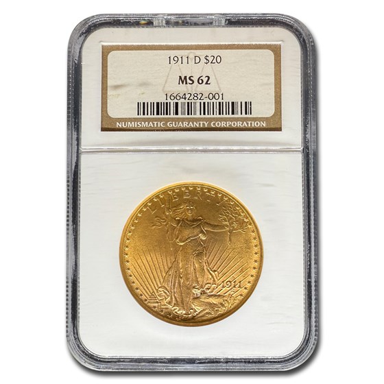 1911-D $20 Saint-Gaudens Gold Double Eagle MS-62 NGC 1911-D $20 Saint-Gaudens Gold Double Eagle MS-62 NGC