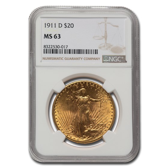 1911-D $20 Saint-Gaudens Gold Double Eagle MS-63 NGC 1911-D $20 Saint-Gaudens Gold Double Eagle MS-63 NGC