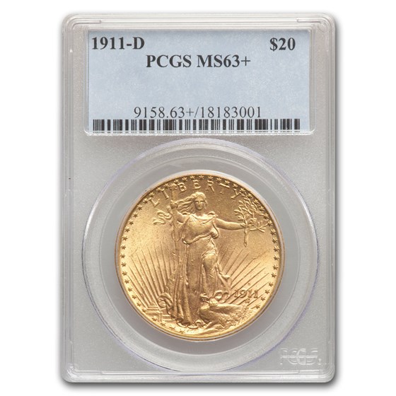 1911-D $20 Saint-Gaudens Gold Double Eagle MS-63+ PCGS 1911-D $20 Saint-Gaudens Gold Double Eagle MS-63+ PCGS