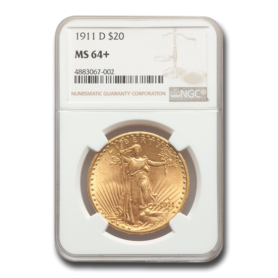 1911-D $20 Saint-Gaudens Gold Double Eagle MS-64+ NGC 1911-D $20 Saint-Gaudens Gold Double Eagle MS-64+ NGC