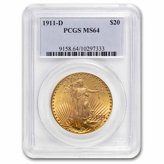 1911-D $20 Saint-Gaudens Gold Double Eagle MS-64 PCGS 1911-D $20 Saint-Gaudens Gold Double Eagle MS-64 PCGS