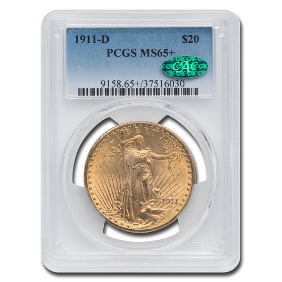 1911-D $20 Saint-Gaudens Gold Double Eagle MS-65+ PCGS CAC 1911-D $20 Saint-Gaudens Gold Double Eagle MS-65+ PCGS CAC