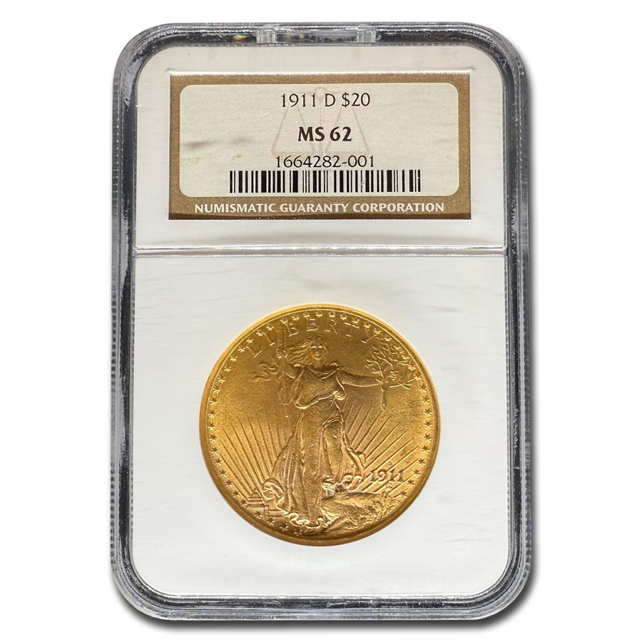1911-D $20 St Gaudens Gold Double Eagle MS-62 NGC