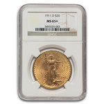 1911-D $20 St Gaudens Gold Double Eagle MS-65+ NGC