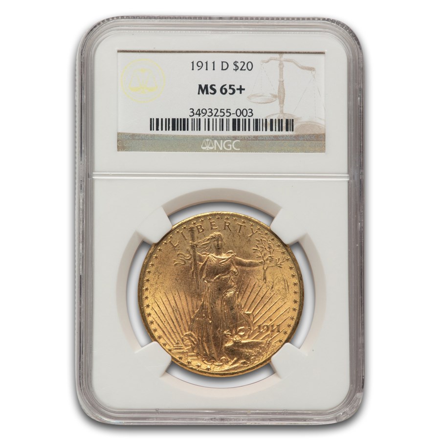 1911-D $20 St Gaudens Gold Double Eagle MS-65+ NGC