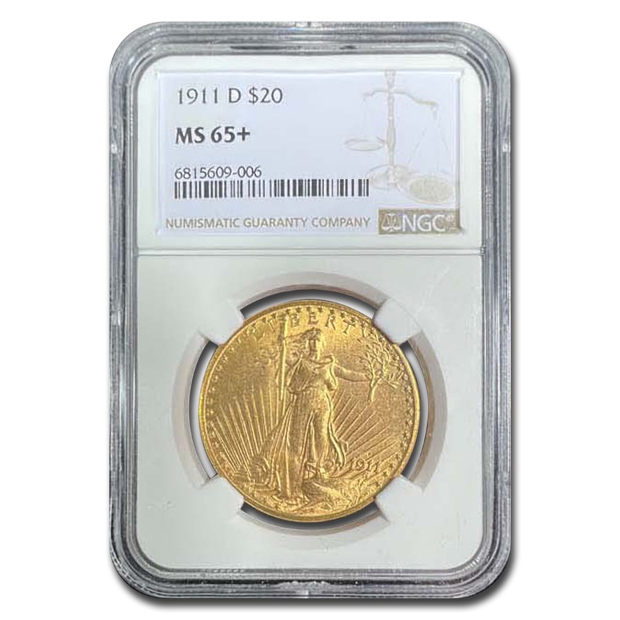 1911-D $20 St Gaudens Gold Double Eagle MS-65+ NGC