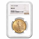 1911-D $20 St Gaudens Gold Double Eagle MS-65 NGC