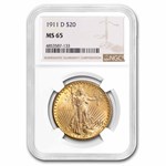 1911-D $20 St Gaudens Gold Double Eagle MS-65 NGC