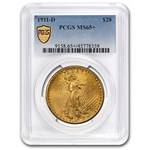 1911-D $20 St. Gaudens Gold Double Eagle MS-65+ PCGS