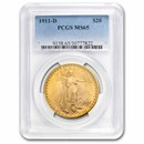 1911-D $20 St Gaudens Gold Double Eagle MS-65 PCGS