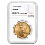 1911-D $20 St Gaudens Gold Double Eagle MS-66+ NGC