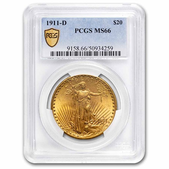 1911-D $20 St Gaudens Gold Double Eagle MS-66 PCGS 1911-D $20 St Gaudens Gold Double Eagle MS-66 PCGS