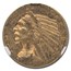 1911-D $5 Indian Gold Half Eagle AU-50 NGC