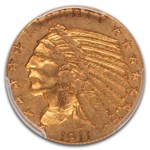 1911-D $5 Indian Gold Half Eagle AU-53 PCGS