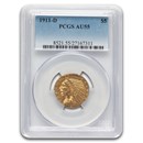 1911-D $5 Indian Gold Half Eagle AU-55 PCGS