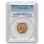1911-D $5 Indian Gold Half Eagle AU-55 PCGS