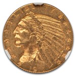 1911-D $5 Indian Gold Half Eagle AU-58 NGC