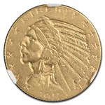 1911-D $5 Indian Gold Half Eagle AU-58 NGC