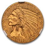 1911-D $5 Indian Gold Half Eagle MS-61 NGC