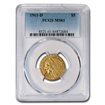 1911-D $5 Indian Gold Half Eagle MS-61 PCGS