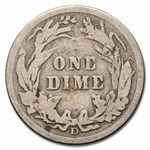 1911-D Barber Dime 50-Coin Roll Avg Circ