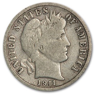 1911-D Barber Dime Fine 1911-D Barber Dime Fine
