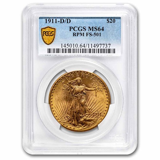 1911-D/D $20 Saint-Gaudens Gold MS-64 PCGS (FS-501) 1911-D/D $20 Saint-Gaudens Gold MS-64 PCGS (FS-501)