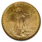 1911-D/D $20 St. Gaudens Gold Double Eagle MS-64 NGC CAC