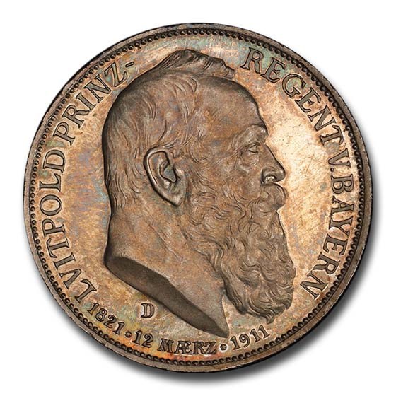 1911-D Germany Silver 3 Mark Bavaria Otto PR-64 PCGS