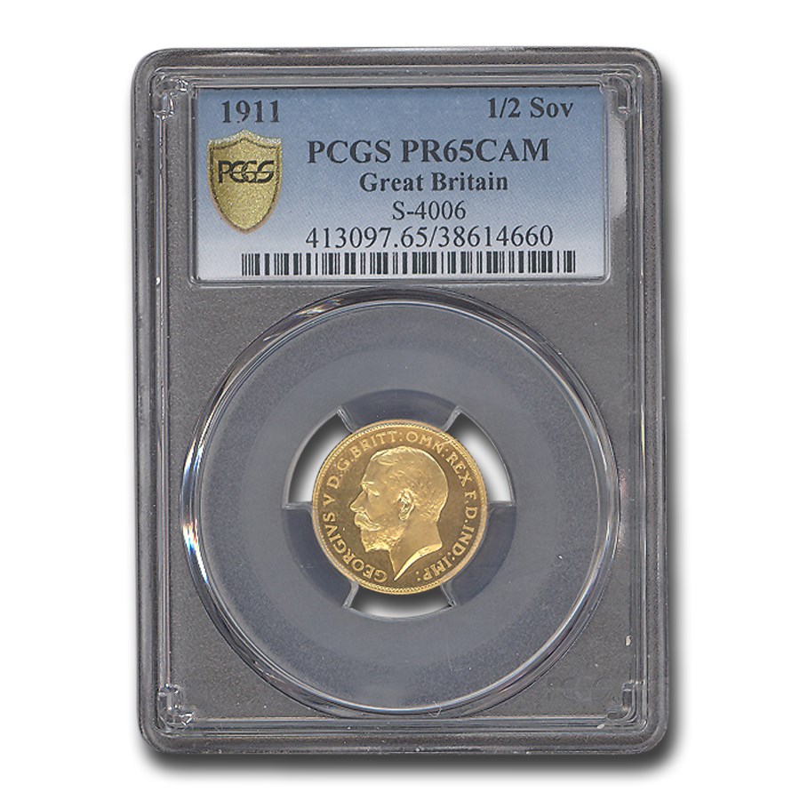 1911 Great Britain Gold 1/2 Sovereign George V PR-65 Cameo PCGS