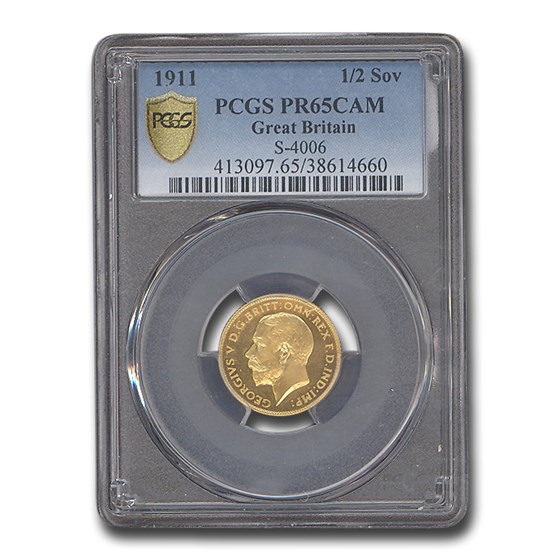 1911 Great Britain Gold 1/2 Sovereign George V PR-65 Cameo PCGS 1911 Great Britain Gold 1/2 Sovereign George V PR-65 Cameo PCGS