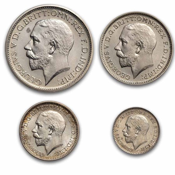 1911 Great Britain Silver 4-Coin Maundy Set George V 1911 Great Britain Silver 4-Coin Maundy Set George V