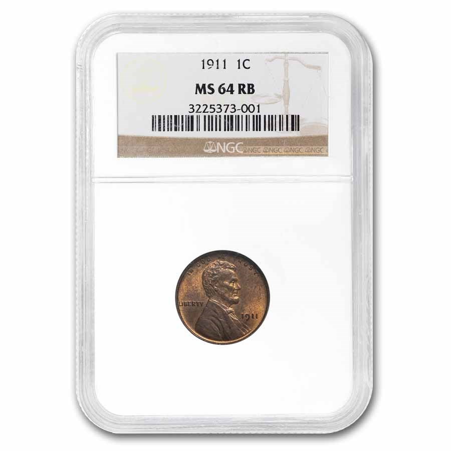1911 Lincoln Cent MS-64 NGC (Red/Brown)