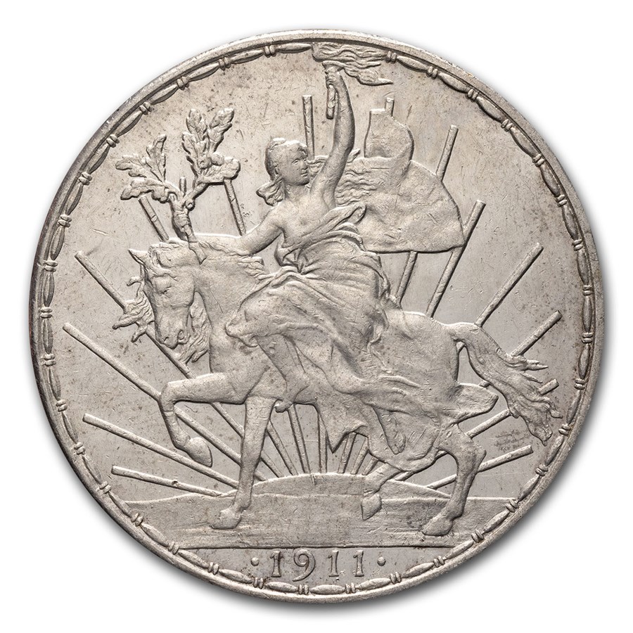 1911 Mexico Silver Peso Caballito AU (Long Ray)
