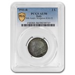 1911-R Italy Silver 2 Lire AU-50 PCGS