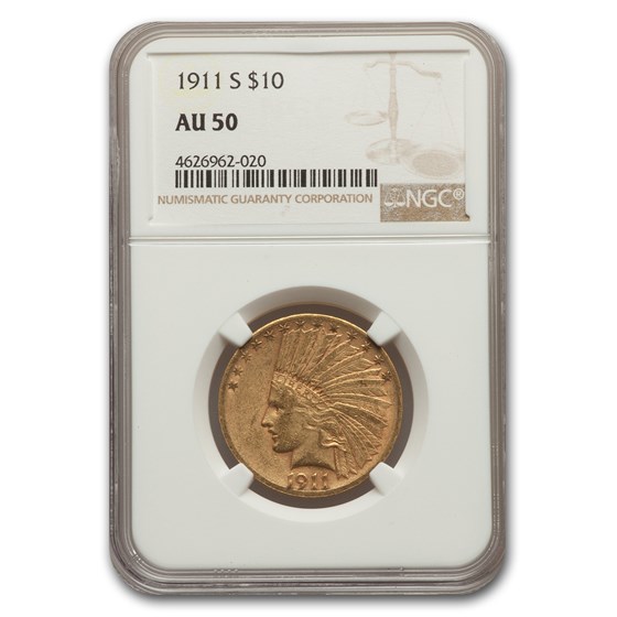 1911-S $10 Indian Gold Eagle AU-50 NGC 1911-S $10 Indian Gold Eagle AU-50 NGC