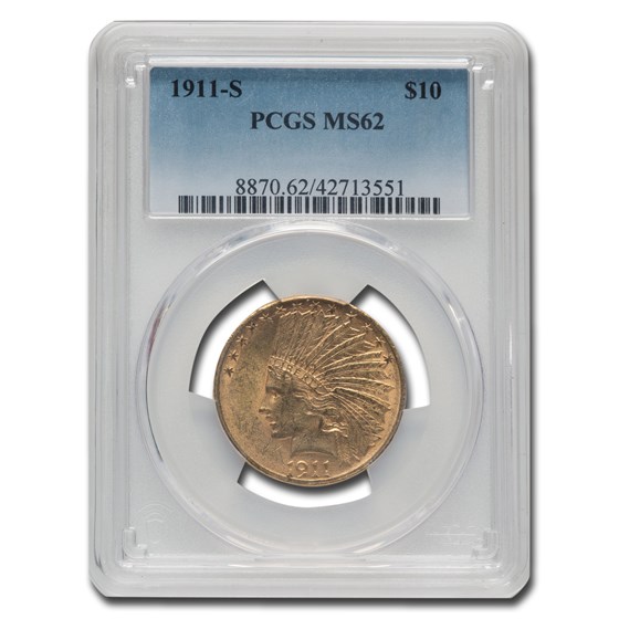 1911-S $10 Indian Gold Eagle MS-62 PCGS