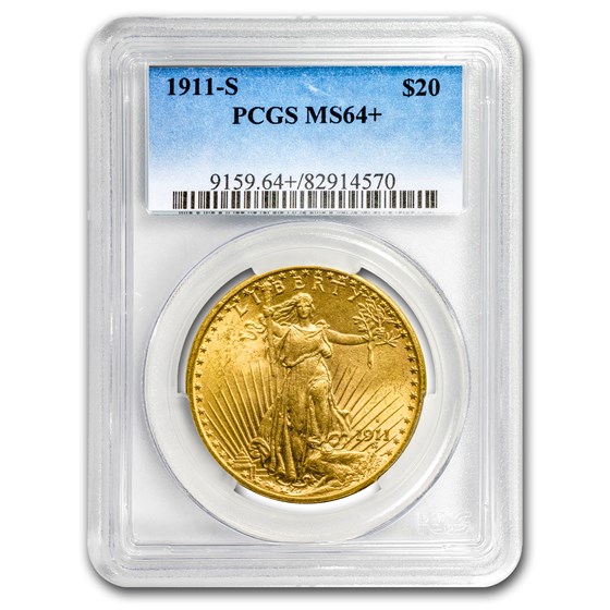 1911-S $20 Saint-Gaudens Gold Double Eagle MS-64+ PCGS 1911-S $20 Saint-Gaudens Gold Double Eagle MS-64+ PCGS