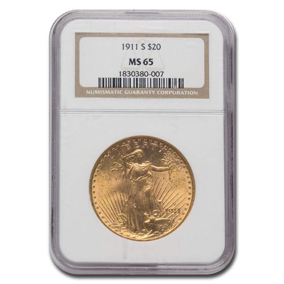 1911-S $20 Saint-Gaudens Gold Double Eagle MS-65 NGC 1911-S $20 Saint-Gaudens Gold Double Eagle MS-65 NGC