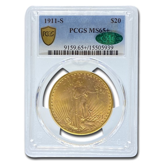 1911-S $20 Saint-Gaudens Gold Double Eagle MS-65+ PCGS CAC 1911-S $20 Saint-Gaudens Gold Double Eagle MS-65+ PCGS CAC