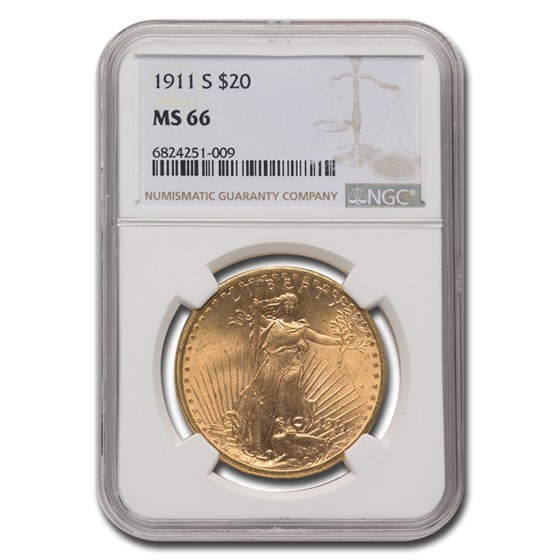 1911-S $20 Saint-Gaudens Gold Double Eagle MS-66 NGC 1911-S $20 Saint-Gaudens Gold Double Eagle MS-66 NGC