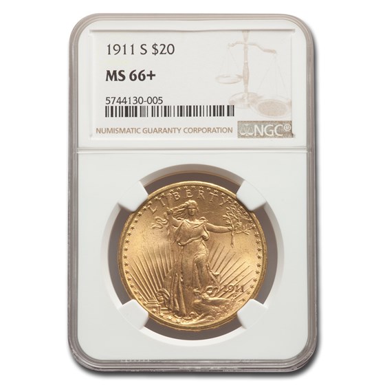 1911-S $20 Saint-Gaudens Gold Double Eagle MS-66+ NGC 1911-S $20 Saint-Gaudens Gold Double Eagle MS-66+ NGC