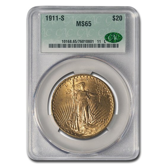 1911-S $20 St Gaudens Gold Double Eagle MS-65 CACG 1911-S $20 St Gaudens Gold Double Eagle MS-65 CACG