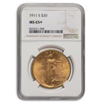 1911-S $20 St Gaudens Gold Double Eagle MS-65+ NGC