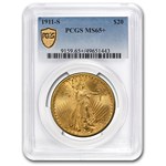 1911-S $20 St Gaudens Gold Double Eagle MS-65+ PCGS
