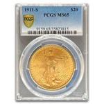 1911-S $20 St Gaudens Gold Double Eagle MS-65 PCGS