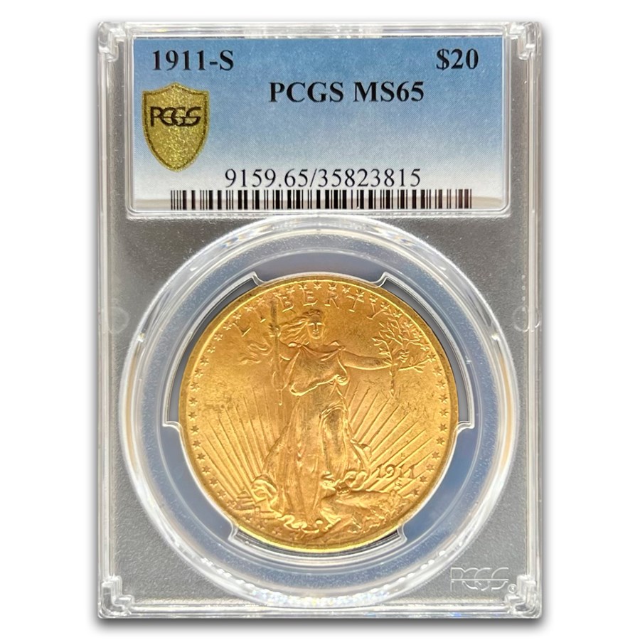 1911-S $20 St Gaudens Gold Double Eagle MS-65 PCGS