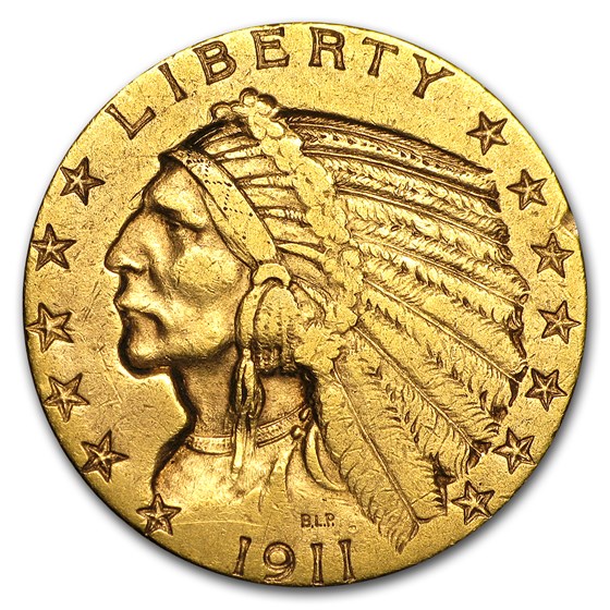 1911-S $5 Indian Gold Half Eagle XF