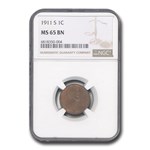 1911-S Lincoln Cent MS-65 NGC (Brown)